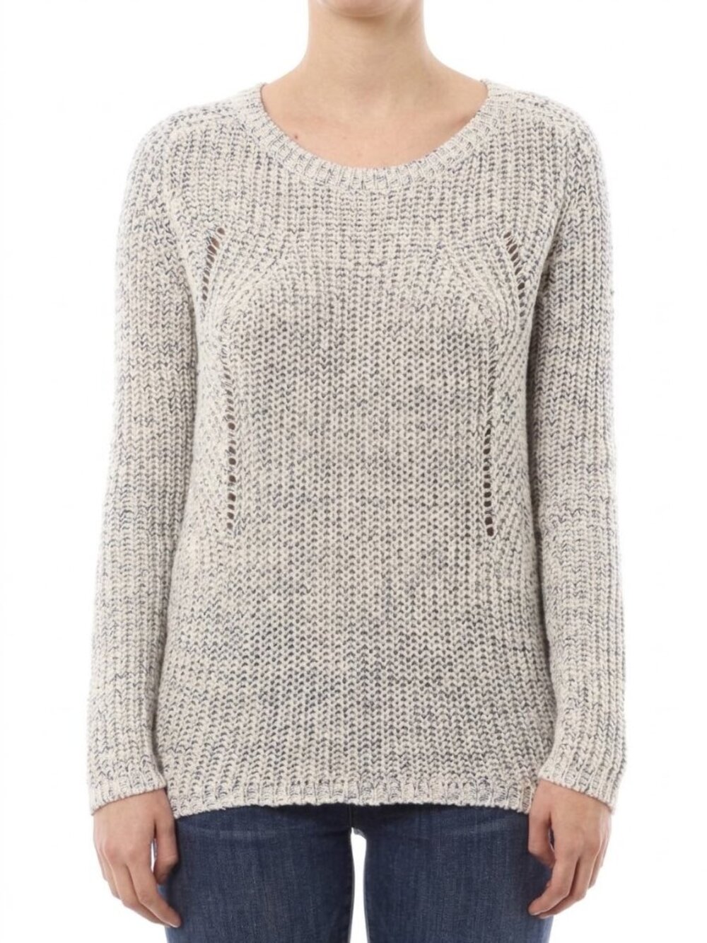 Anthropologie Tatiana Blue Cream Lose Knot Style Knit Relaxed Pullover Sweater L